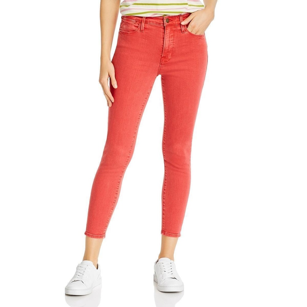 FRAME Le High Skinny Crop Jeans Womens Size 24 Washed Cherry Red High Rise New - Picture 2 of 6